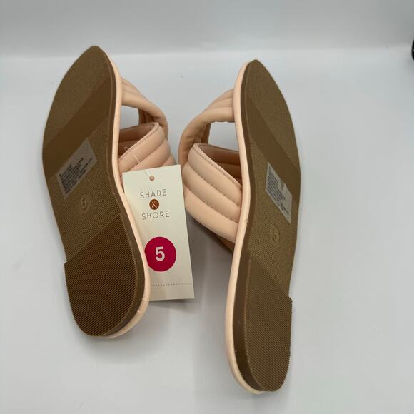 Shade & Shore Maxie Padded Crossband Sandals, Size 5, Nude/Blush Slide Flats NWT - Picture 7 of 7